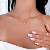 1/2 CT Round Diamond Hexagon Vintage Bezel Set Necklace in 14K Yellow Gold (MD220209)