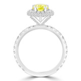 2 2/3 CTW Pear Vivid Yellow Diamond Pear Halo Engagement Ring in 14K White Gold with Claw Prongs (MD220224)