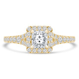 7/8 CTW Princess Diamond Princess Halo Engagement Ring in 14K Yellow Gold (MD220225)
