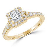 7/8 CTW Princess Diamond Princess Halo Engagement Ring in 14K Yellow Gold (MD220225)