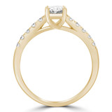1 1/20 CTW Oval Diamond Trellis Solitaire with Accents Engagement Ring in 14K Yellow Gold (MD220227)