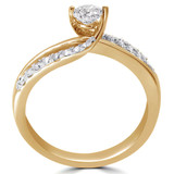 2/3 CTW Round Diamond Bypass Solitaire with Accents Engagement Ring in 14K Yellow Gold (MD220228)