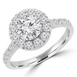 1 7/8 CTW Round Diamond Halo Engagement Ring in 14K White Gold with Accents (MD220242)