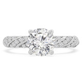 1 2/5 CTW Round Diamond Twisted Solitaire with Accents Engagement Ring in 14K White Gold (MD220253)