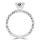 1 2/5 CTW Round Diamond Twisted Solitaire with Accents Engagement Ring in 14K White Gold (MD220253)
