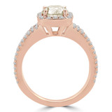1 1/2 CTW Round Champagne Diamond Split-Shank Halo Engagement Ring in 14K Rose Gold (MD220254)