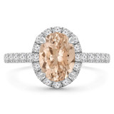 1 4/5 CTW Oval Champagne Morganite & Round Diamond Oval Halo Engagement Ring in 14K White Gold (MD220255)