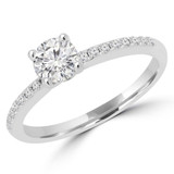 2/3 CTW Round Diamond Solitaire with Accents Engagement Ring in 14K White Gold (MD220279)