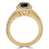 2 1/4 CTW Round Black Diamond Split-Shank Halo Engagement Ring in 14K Yellow Gold (MD220282)