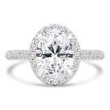 3 2/5 CTW Oval Diamond Vintage Cathedral Oval Halo Engagement Ring in 18K White Gold (MD220288)