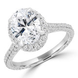 3 2/5 CTW Oval Diamond Vintage Cathedral Oval Halo Engagement Ring in 18K White Gold (MD220288)