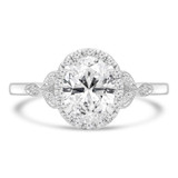 1 1/5 CTW Oval Diamond Vintage Cathedral Oval Halo Engagement Ring in 18K White Gold (MD220292)