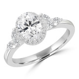 1 1/3 CTW Oval Diamond Oval Halo Engagement Ring in 18K White Gold (MD220297)