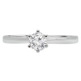 1/2 CT Round Diamond 6-Prong Catheral Tapered Solitaire Engagement Ring in 14K White Gold (MD220303)