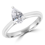 2/3 CTW Pear Diamond 3-Prong Cathedral Solitaire with Accents Engagement Ring in 14K White Gold (MD220307)