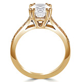 2/3 CTW Round Diamond Double-Prong Cathedral  Solitaire with Accents Engagement Ring in 14K Yellow Gold (MD220314)