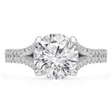 2 3/4 CTW Round Diamond 2-Row Split-Shank Cathedral Solitaire with Accents Engagement Ring in 14K White Gold (MD220319)