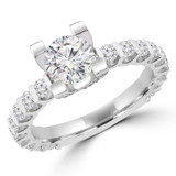 1 9/10 CTW Round Diamond Shared Prong Solitaire with Accents Engagement Ring in 14K White Gold (MD220322)