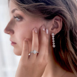 1 1/7 CTW Oval Diamond Double Claw Prongs Cathedral Oval Halo Engagement Ring in 14K White Gold (MD220327)