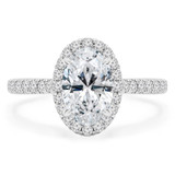 2 1/20 CTW Oval Diamond Claw Prongs Cathedral Oval Halo Engagement Ring in 14K White Gold with Hidden Halo (MD220329)