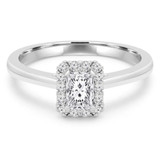 1/2 CTW Princess Diamond Radiant Halo Engagement Ring in 14K White Gold with Accents (MD220334)