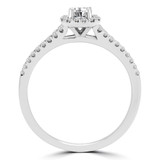 2/3 CTW Round Diamond Two-row Split-Shank Cushion Halo Engagement Ring in 14K White Gold with Accents (MD220336)