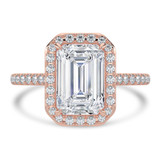 1 2/5 CTW Emerald Diamond Cathedral Cushion Halo Engagement Ring in 14K Rose Gold with Accents (MD220337)