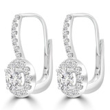1 3/5 CTW Round Diamond Halo Drop/Dangle Earrings in 18K White Gold (MD220349)