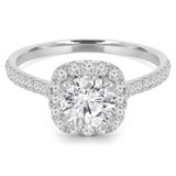 7/8 CTW Round Diamond Cathedral Double Prong Cushion Halo Engagement Ring in 14K White Gold (MD220362)