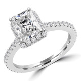 1 2/5 CTW Radiant Diamond Claw Prongs Radiant Halo Engagement Ring in 14K White Gold (MD220373)