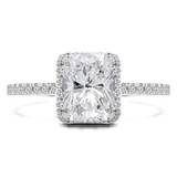 1 1/2 CTW Cushion Diamond Claw Prongs Radiant Halo Engagement Ring in 14K White Gold (MD220375)