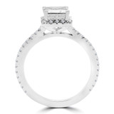 1 1/2 CTW Cushion Diamond Claw Prongs Radiant Halo Engagement Ring in 14K White Gold (MD220375)