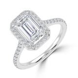 1 1/2 CTW Emerald Diamond Emerald Halo Engagement Ring in 14K White Gold (MD220377)