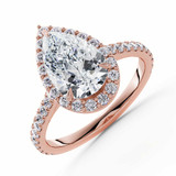 1 1/2 CTW Pear Diamond 5-Prong Pear Halo Engagement Ring in 14K Rose Gold (MD220381)