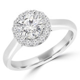 2/3 CTW Round Diamond Cathedral Open Bridge Halo Engagement Ring in 14K White Gold (MD220386)