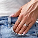 2 1/6 CTW Round Diamond Solitaire with Accents Engagement Ring in 14K White Gold (MD220394)