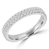 2/3 CTW Round Diamond Two-row 3/4 Way Semi-Eternity Anniversary Wedding Band Ring in 14K White Gold (MD220399)