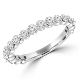 9/10 CTW Round Diamond Shared Prong 3/4 Way Semi-Eternity Anniversary Wedding Band Ring in 14K White Gold (MD220401)