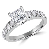 1 2/5 CTW Princess Diamond Solitaire with Accents Engagement Ring in 14K White Gold (MD220411)