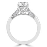 7/8 CTW Round Diamond Vintage Solitaire with Accents Engagement Ring in 14K White Gold (MD220416)