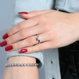 1 CT Round Lab Created Diamond  Solitaire Engagement Ring in 14K White Gold (MD220425)
