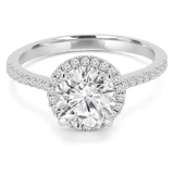 5/8 CTW Round Diamond Cathedral Tapered  Halo Engagement Ring in 14K White Gold with Accents (MD220429)