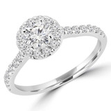 1 CTW Round Diamond Cathedral Halo Engagement Ring in 14K White Gold with Accents (MD220436)