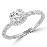 2/5 CTW Round Diamond Cushion Halo Engagement Ring in 14K White Gold with Accents (MD220437)