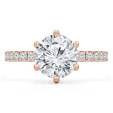 1 CTW Round Diamond 6-Prong Hidden Halo Solitaire with Accents Engagement Ring in 14K Rose Gold (MD220450)