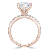 1 CTW Round Diamond 6-Prong Hidden Halo Solitaire with Accents Engagement Ring in 14K Rose Gold (MD220451)