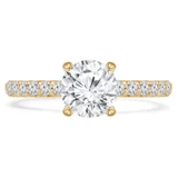 1 CTW Round Diamond Solitaire with Accents Engagement Ring in 14K Yellow Gold (MD220452)