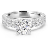 2 1/10 CTW Round Diamond Two-Row Solitaire with Accents Engagement Ring in 14K White Gold (MD220458)