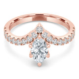 7/8 CTW Marquise Diamond Tiara Solitaire with Accents Engagement Ring in 14K Rose Gold (MD230005)