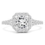 1 5/8 CTW Cushion Diamond Cathedral Cushion Halo Engagement Ring in 14K White Gold with Accents (MD230008)